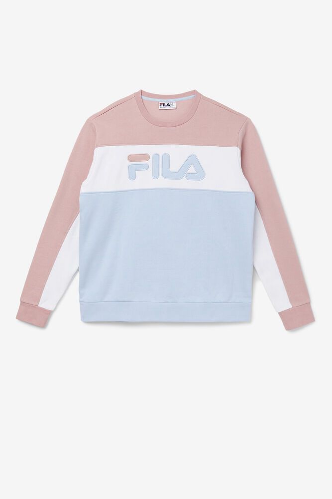 Fila Sweatshirt Mens Blue/Pink - Lesner Fleece Crew - Philippines 5874601-AJ